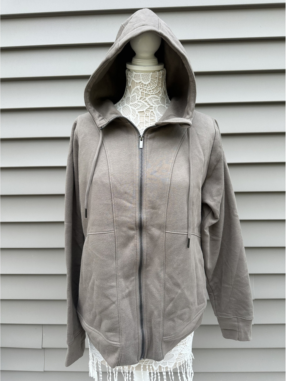 All in Motion Taupe Zip Up Hoodie Casual Cozywear